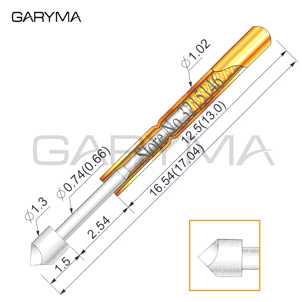 100Pcs in a Pack Dia 1.3mm P75-T2 Spring Test Probes Pogo Pin Length 16.54mm Stroke Froce:180g Tool Wholesale | Инструменты