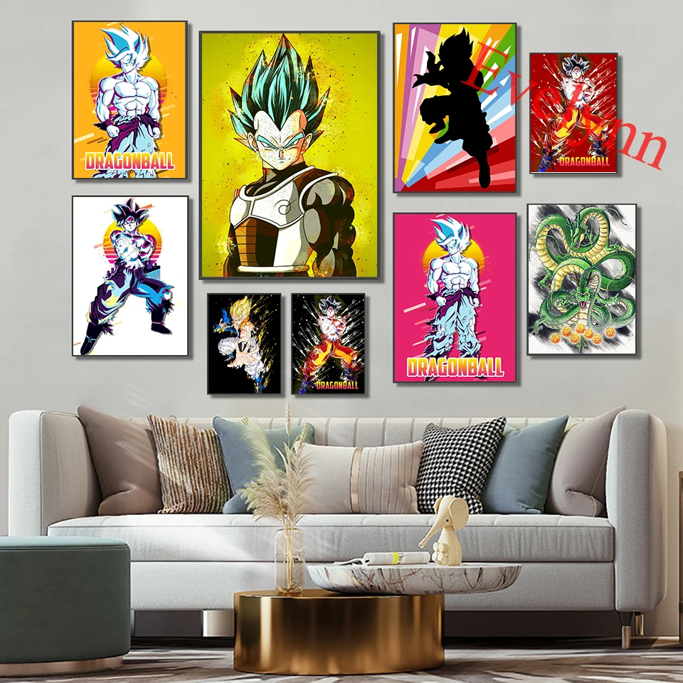 

Dragonball Poster Goku Splash Pop Art Anime Painting Children Room Decor Modern Living Room Decor Canvas Nordic Wall Art Prints