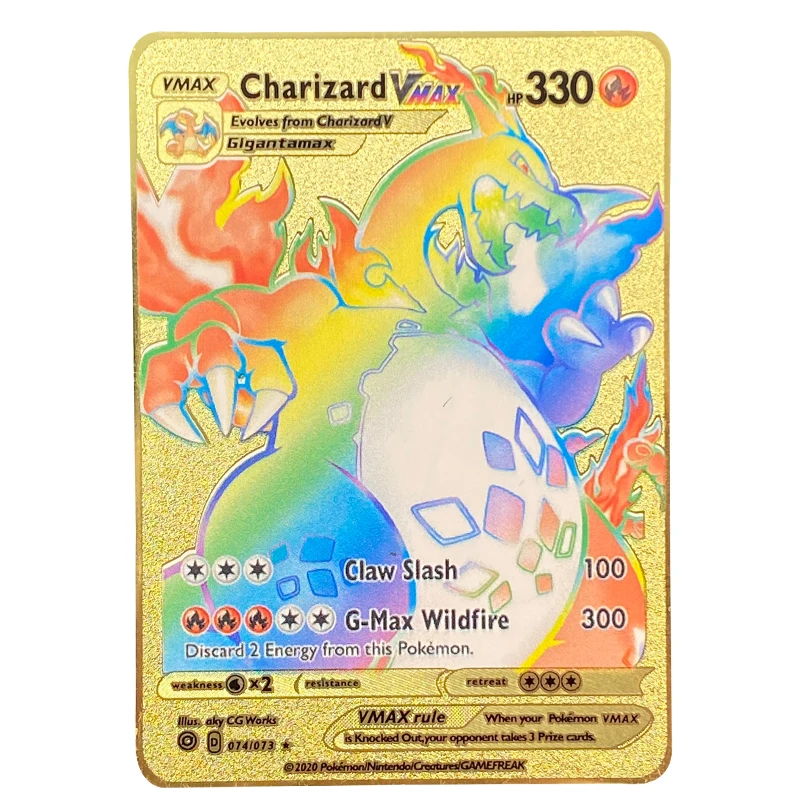 Металлическая карточка с покемоном 20 стилей аниме Боевая золотая Charizard Pikachu