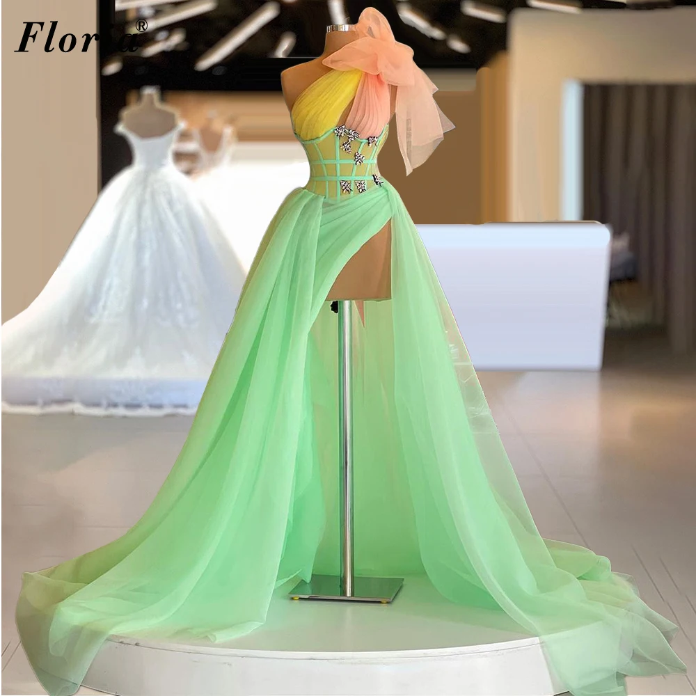 

Dubai Multi Color Celebrity Dresses For Women 2021 One Shoulder Fairy Red Carpet Runaway Dresses Evening Wear Pageant Gowns
