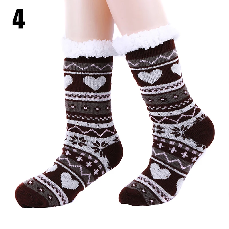 1 пара женские домашние трикотажные жаккардовые носки в полоску теплые