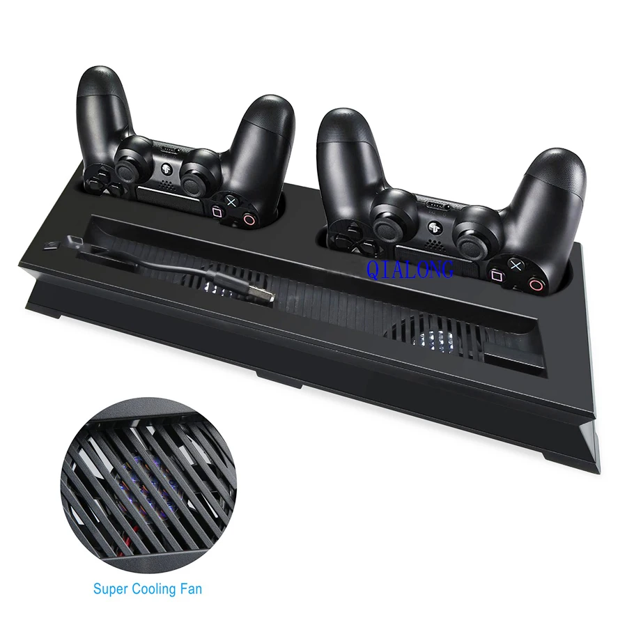 Вертикальная подставка для PS4 Slim с кулером контроллер охлаждения зарядное