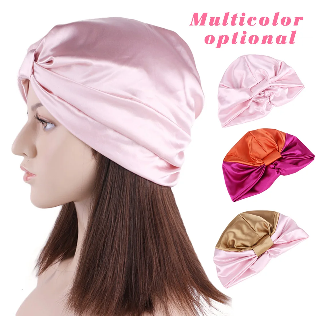 

Headscarf Headwrap Ladies Chemo Cap Bandanas Hair Accessories 6 Colors Satin Bonnet Salon Bonnet Night Hair Hat