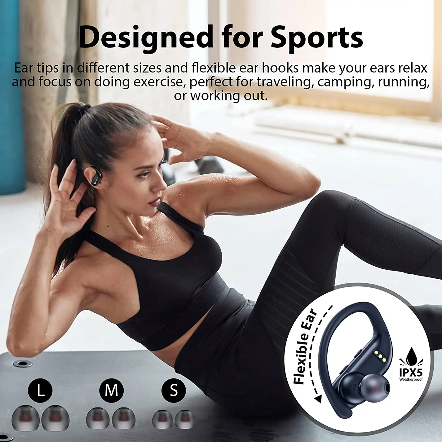 Wireless Headphones with Microphone Waterproof Bluetooth Ear Hook Earphones Stereo Gaming Noise Cancelling Headset Earbuds Gamer |