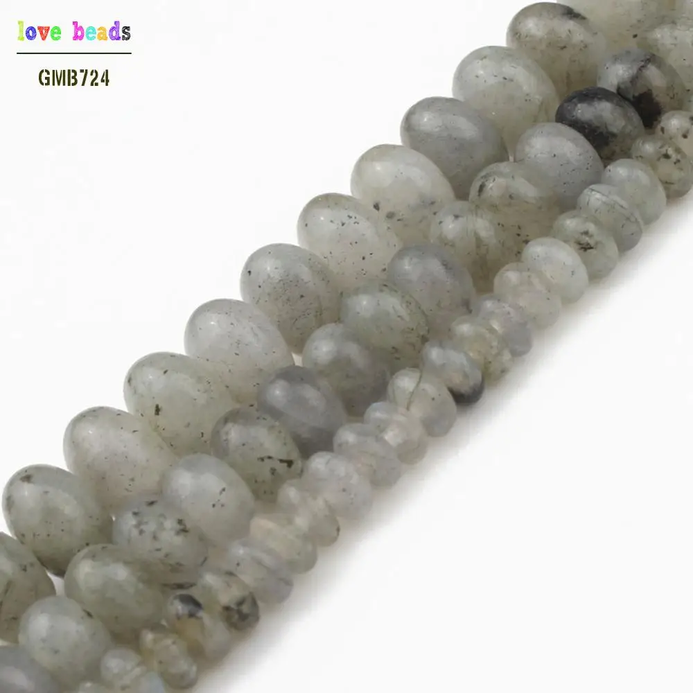 

4/6/8mm Natural Grey Labradorite Rondelle Beads Round Loose Spacer DIY Beads for Jewelry Making Bracelet Necklace