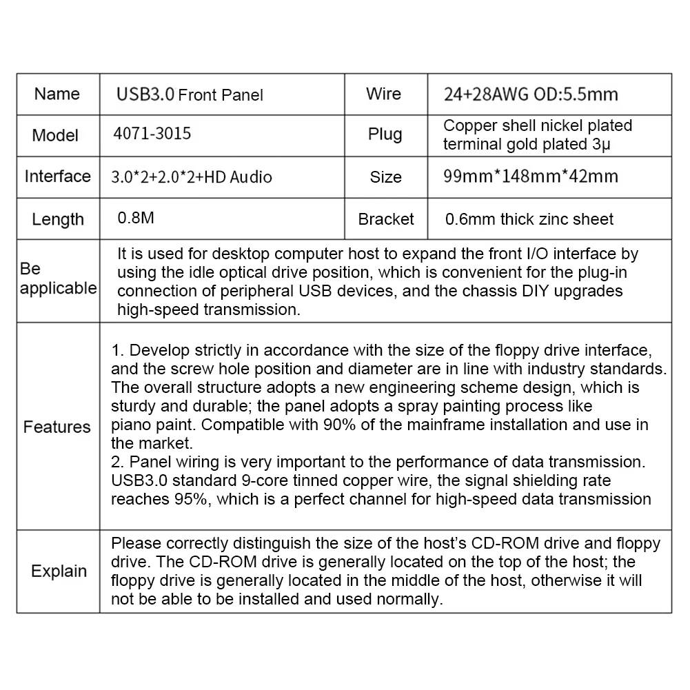 USB 3 0 2 5 мм аудио Передняя панель USB3.0 концентратор разделитель внутренний