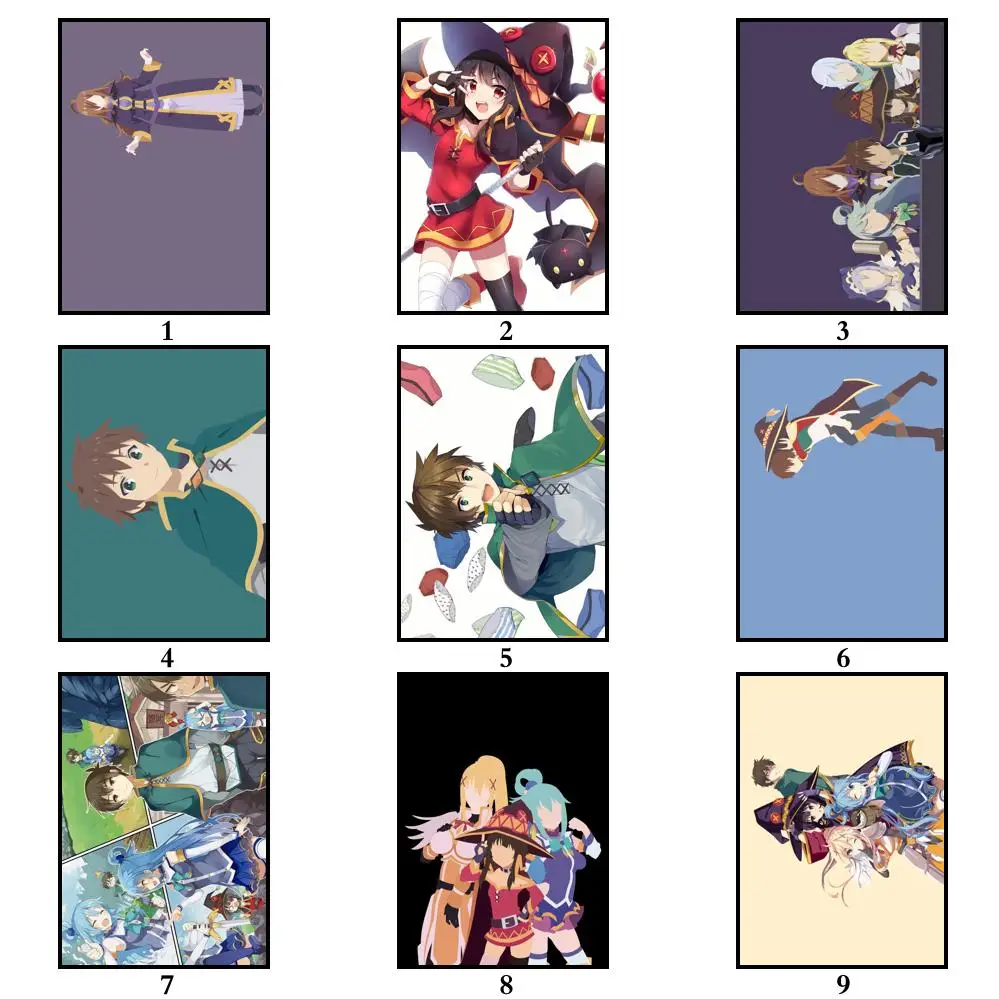 30 дизайнов аниме Kono Subarashii Sekai Ni Shukufuku Wo! Плакат из белой бумаги для кофейного дома