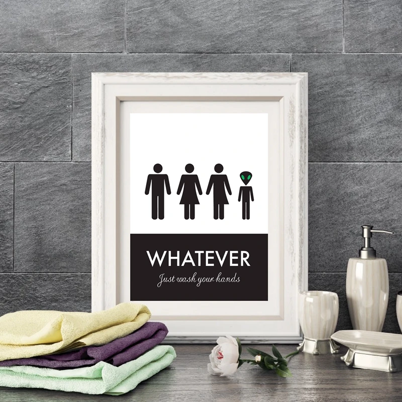 Canvas Painting Funny Unisex Toilet Sign Printed Home Decor Wash Your Hands Picture Poster Nordic Wall Art For Living Room Frame | Дом и сад