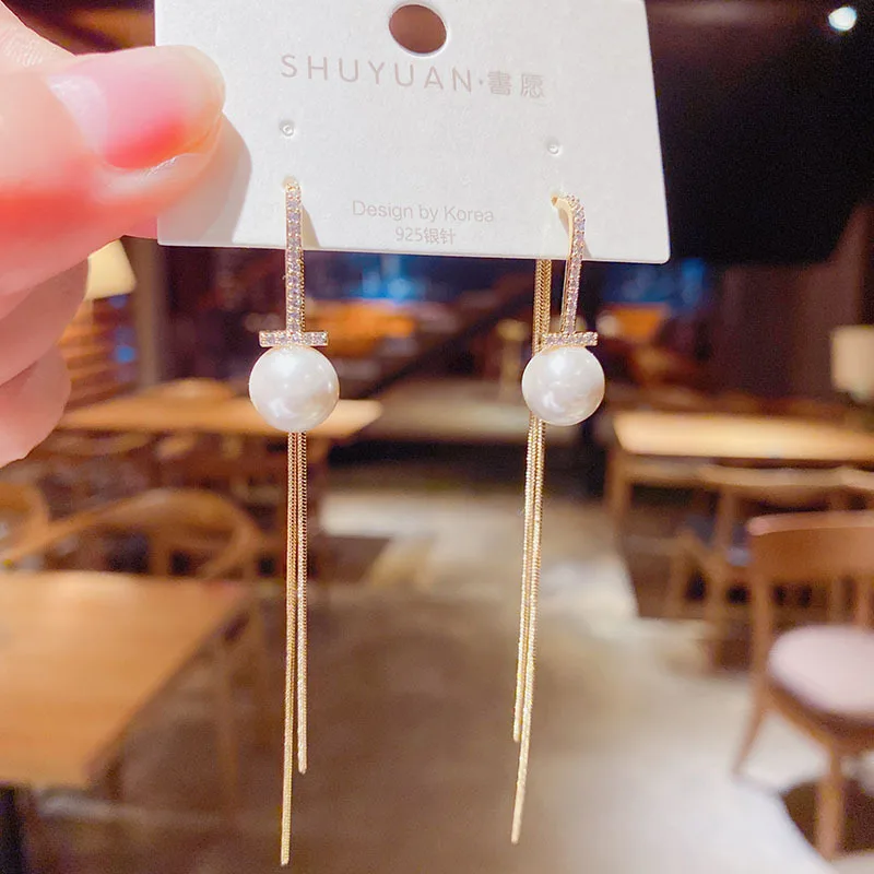 Модные белые маленькие жемчужные серьги с подвесками для женщин длинные съемные