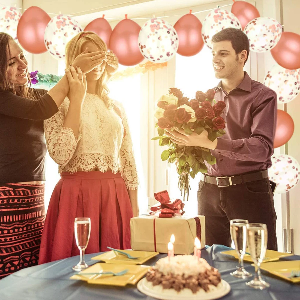 Вечерние шары упаковка из 10 шт. латексные шарики металлик роза и Роза конфетти