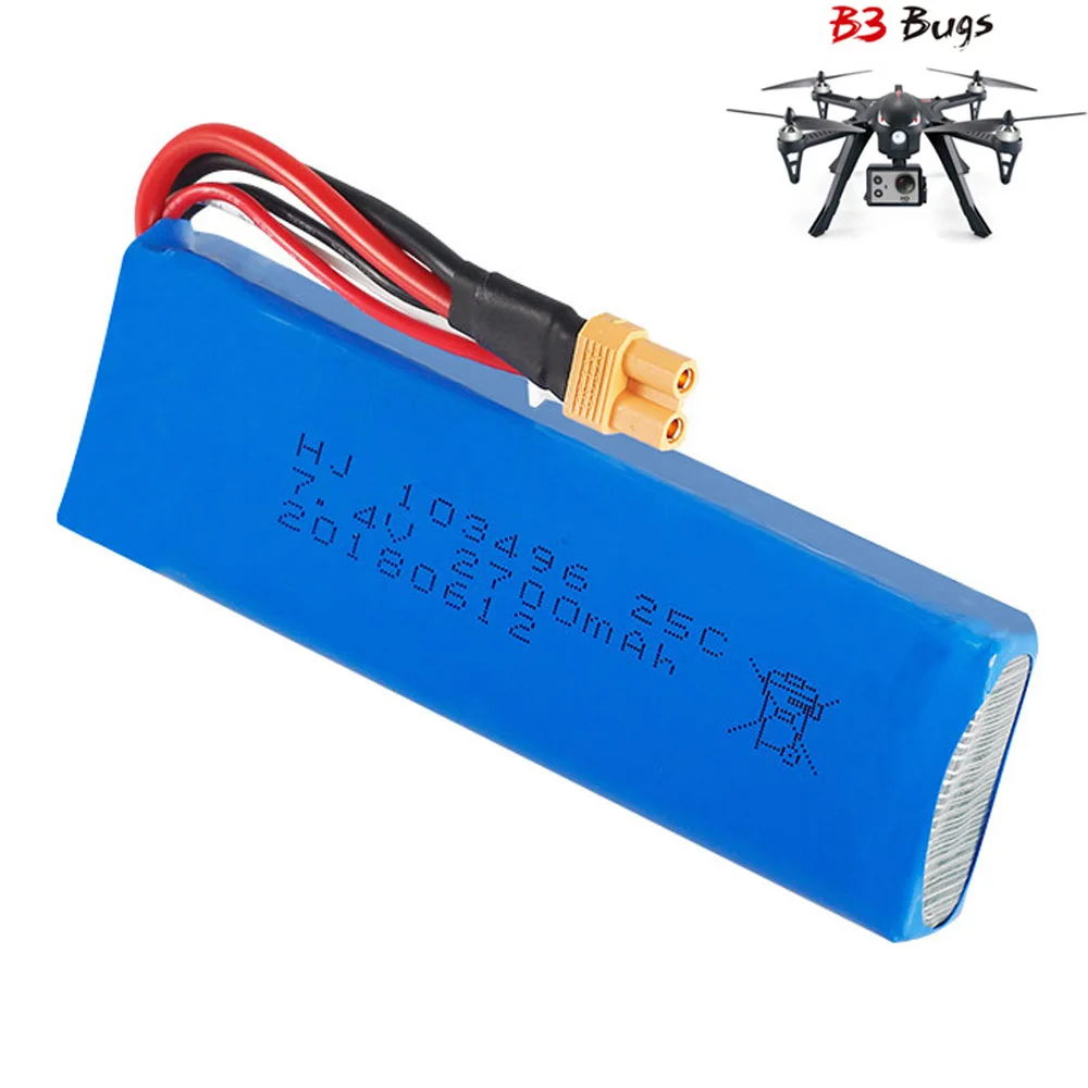 Lipo батарея для квадрокоптера MJX Bugs 3 B3 7 4 В 2 с запасные части 2700 мА · ч обновленная