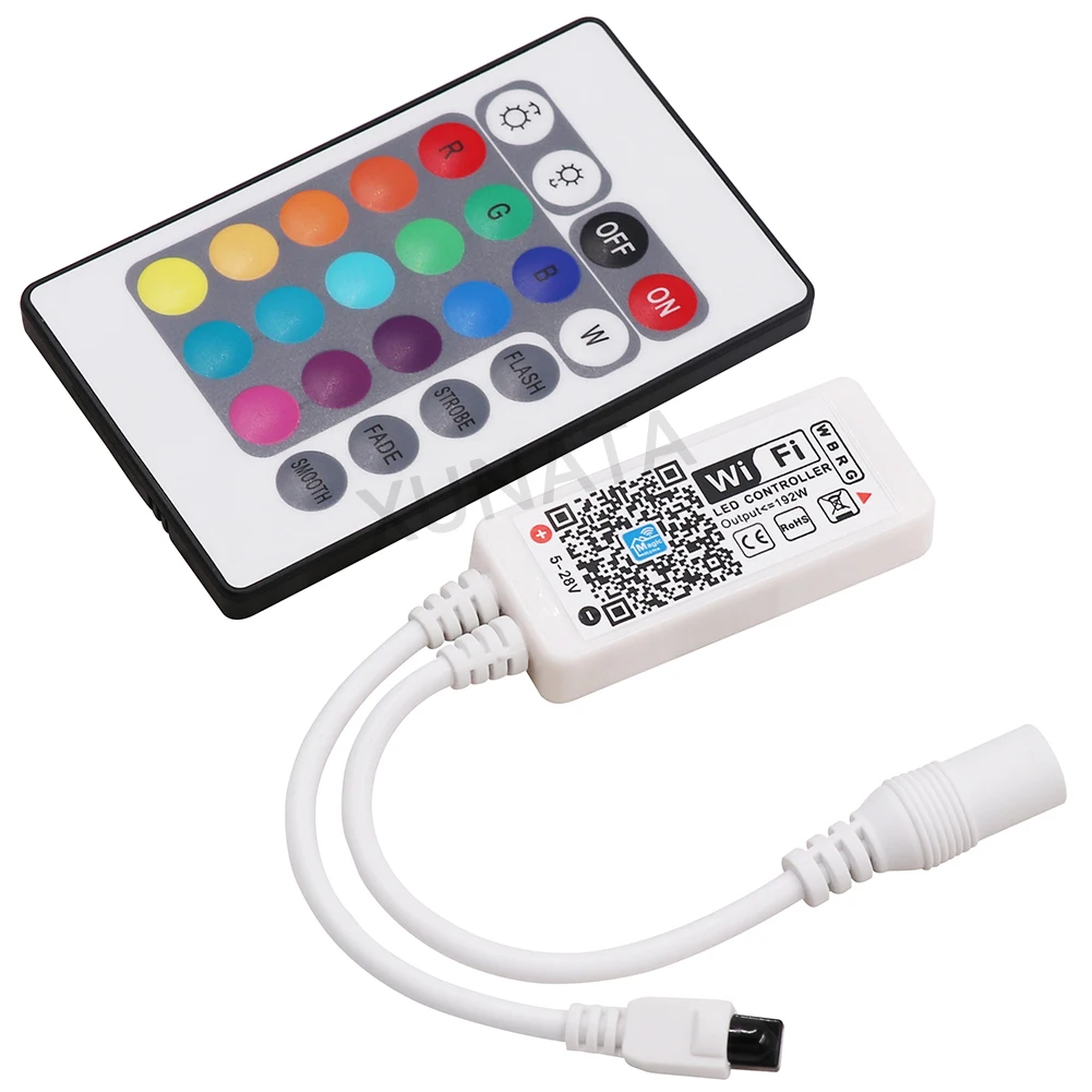 

LED WiFi Remote Controller Music Voice Control for RGB/RGBW LED Strip Lights Change/Dimmer/Timer Works with Alexa/Google Home
