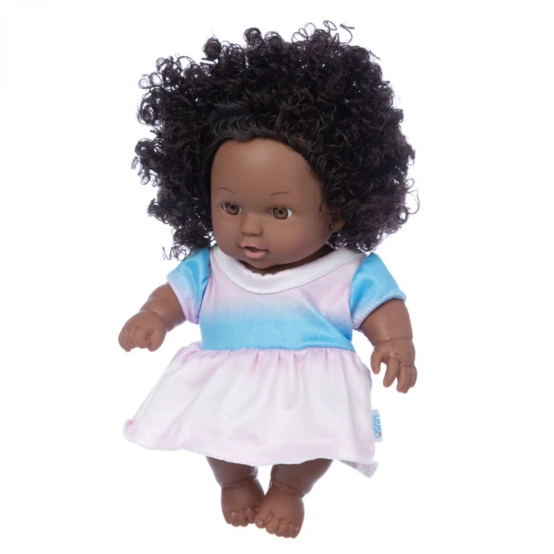 

8-inch African baby toy new enamel doll simulation rebirth doll