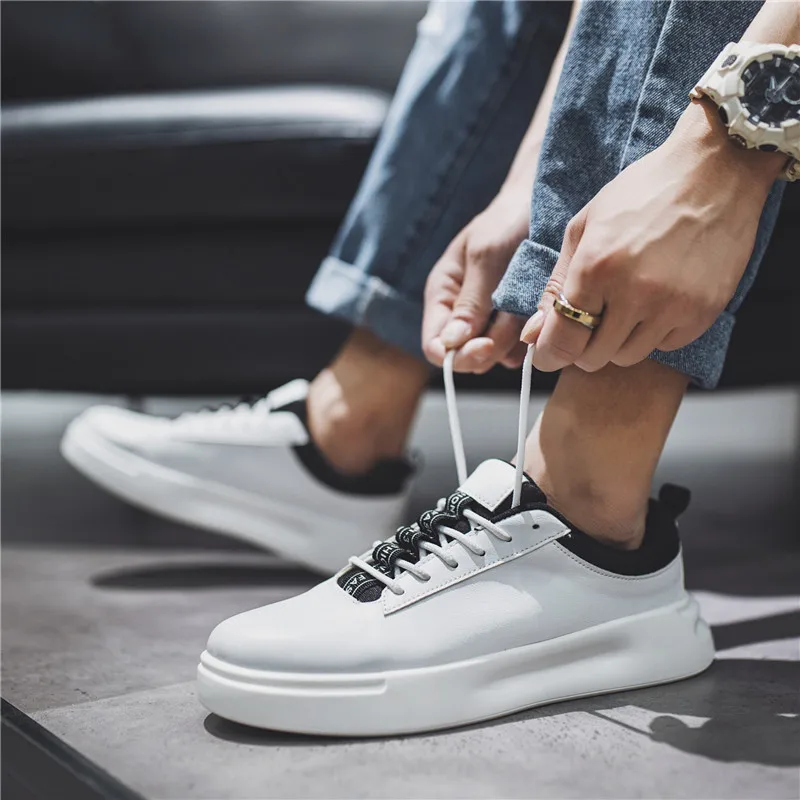 Мужские кроссовки PARZIVAL белые черные из вулканизированной резины для бега в стиле