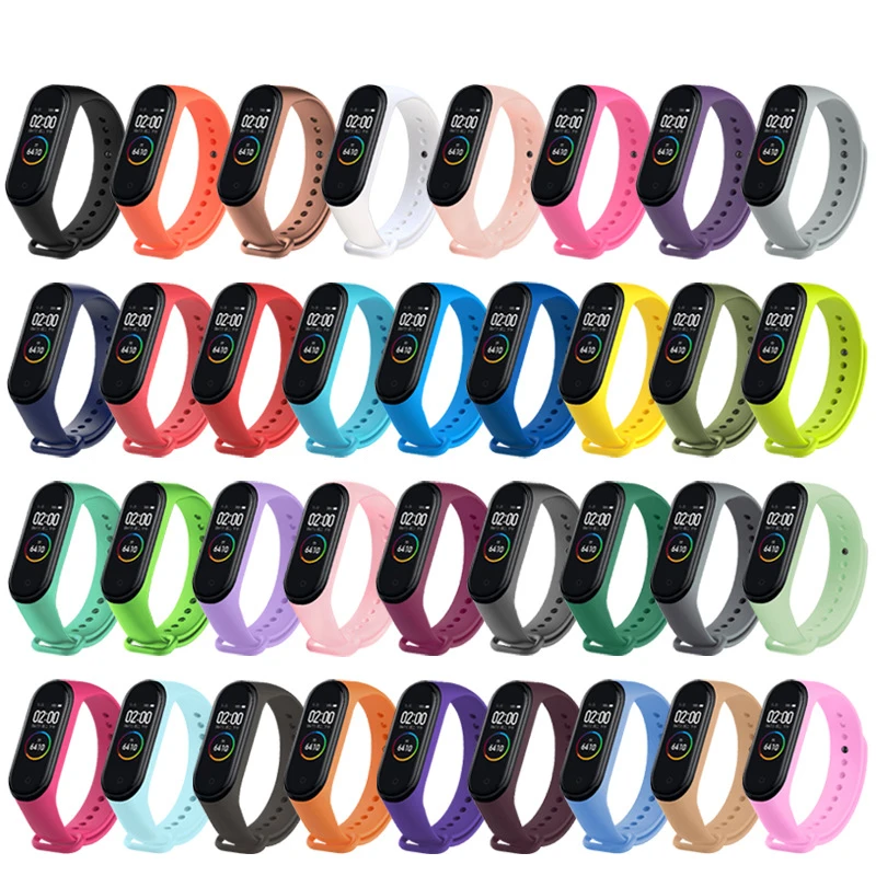 

watch band for xiaomi Mi Band 5/4/3 silicone Replacement strap mi5 MI4 Accessories Sport Wristband black Gray 23colors