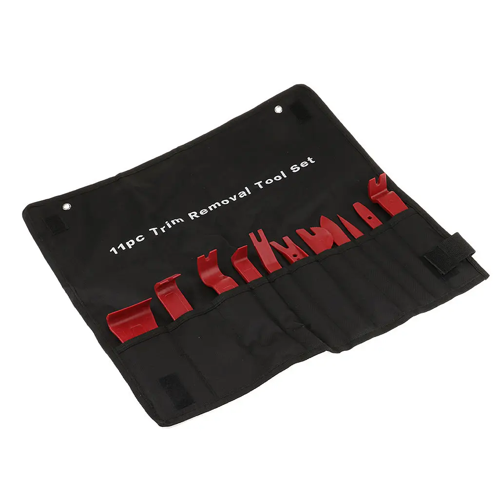 

11pcs Red Car Audio Trim Door Panel Dashboard Clip Removal Installer Pry Tool Kit With Storage Pouch