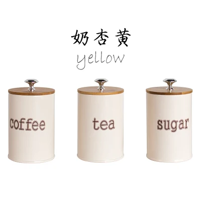 Белый рис металлический герметичный банок круглая банка для конфет, кофе Чай емкость для бутылок Еда хранения бутылки бочки для хранения сахарница бамбуковой крышкой - Цвет: 04