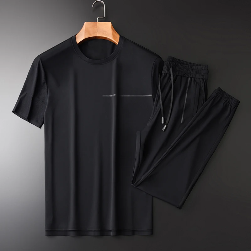 

Летние мужские комплекты (футболка + брюки), роскошные модные мужские комплекты с коротким рукавом и принтом желе, брифы, 4xl, мужские комплект...