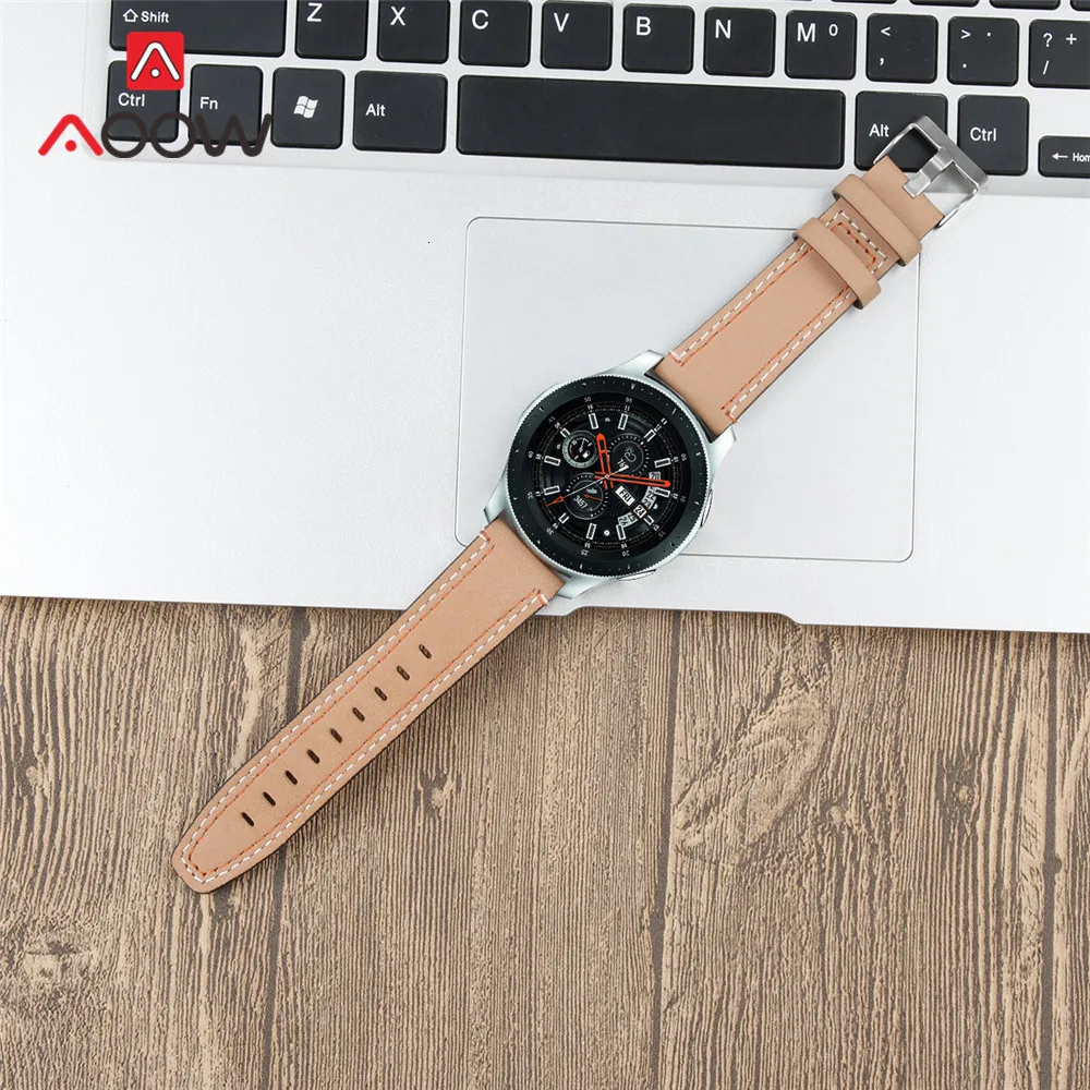22 мм ремешок из натуральной кожи для samsung Galaxy Watch 46 мм gear S3 huawei GT Amazfit Stratos Pace Line быстросъемный браслет