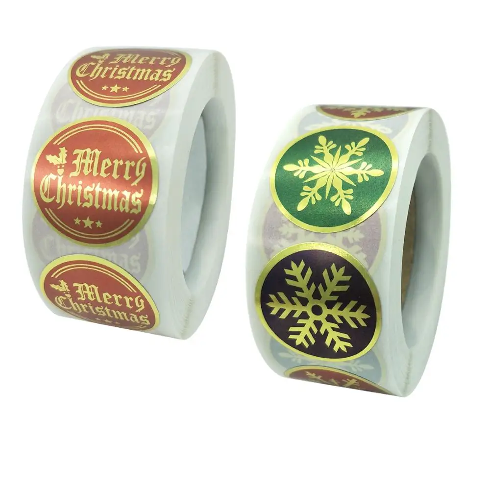 

150pcs 300pcs 500pcs 1 " Merry Christmas Snow Sticekrs Festival Seal Label Decorative Gift Bag Box Envelope Decor