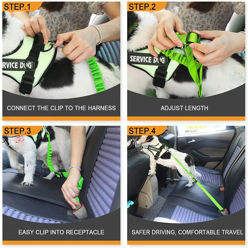 

Adjustable length Dog Car Seat Belt Safety Protector Travel Pets Accessories Dog Leash Collar Breakaway Solid Car Harness