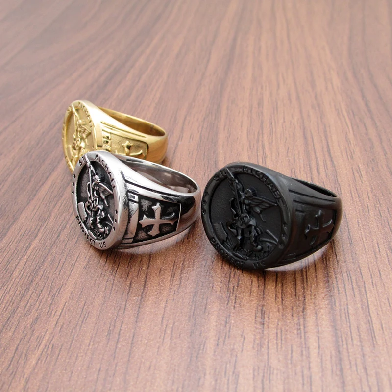 Бесплатная доставка винтажные защитные кольца из нержавеющей стали 316L от St Michael