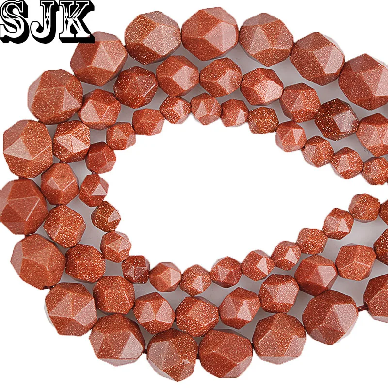 

Natural Stone Beads Faceted Gold Sand Stone Loose Beads 6 8 10MM DIY For Bracelets Necklace Jewelry Making Free Shipping