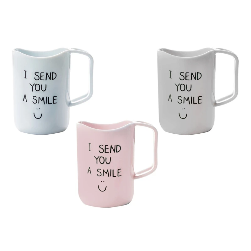 

H7JB 1 Piece Mouthwash Brushing Cups with Handle PP Material Drinking Mugs Creative Simple Printing Household Toothbrush Cups