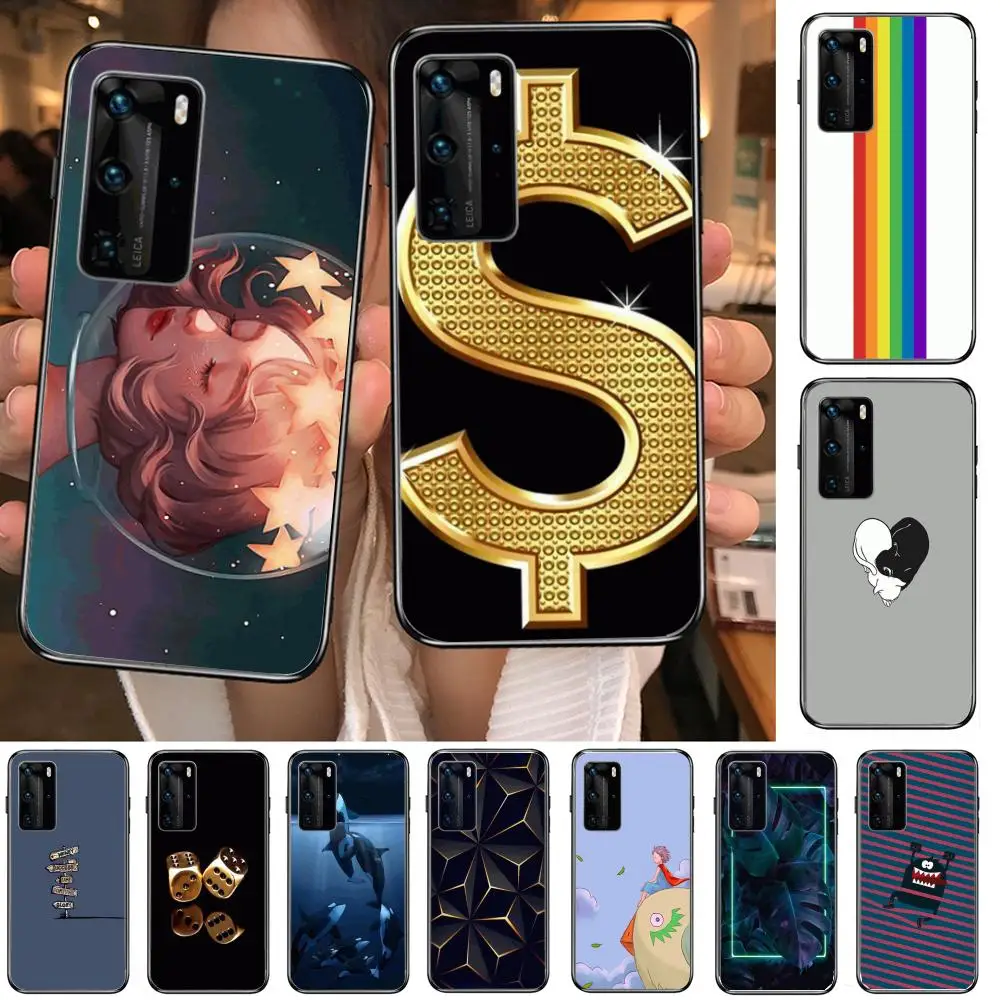 

Phone Case For Huawei P 40 30 20 10 9 8 Lite E Pro Plus Black Etui Coque Painting Hoesjes comic fashion exquisite HD