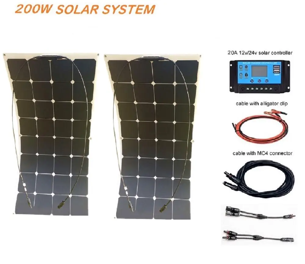 RG Sunpower Гибкая солнечная панель 110вт; монокристаллическая полугибкая солнечная панель 110 Вт; солнечная батарея 19.1% эффективность зарядки