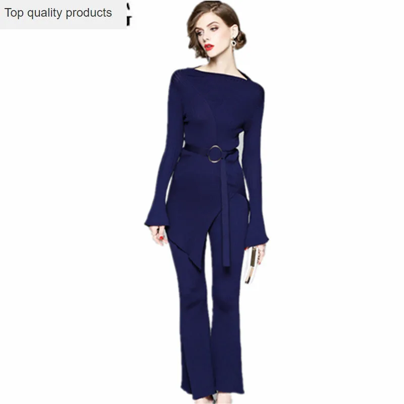 Женский комплект 2 шт. 2020 осень зима брюки женские костюмы с расклешенными