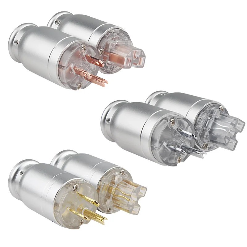 

Audiophile Aluminum Alloy Power Cable Plug Red Copper IEC Connector US Version DIY Audio Adapter