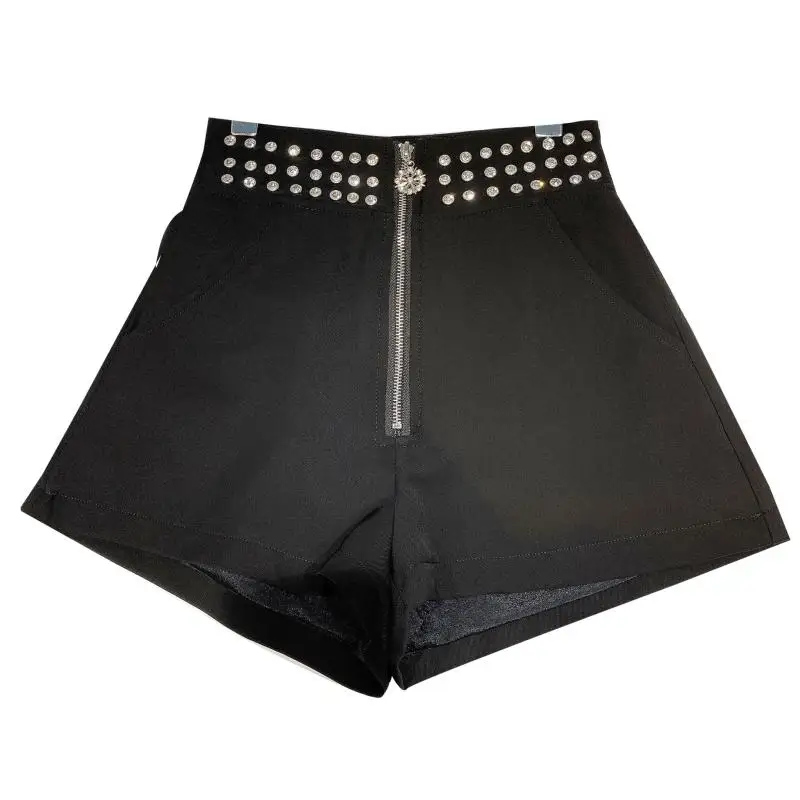 

2021 Summer Women Shorts Rivet Drill Waist Zipper Design Elegant Women's Three-point Suit Shorts