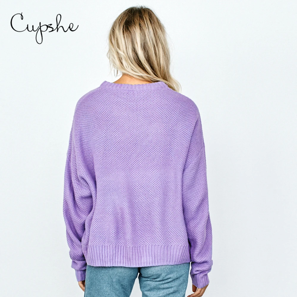 Пурпурный свитер CUPSHE женские сексуальные свободные трикотажные джемперы с