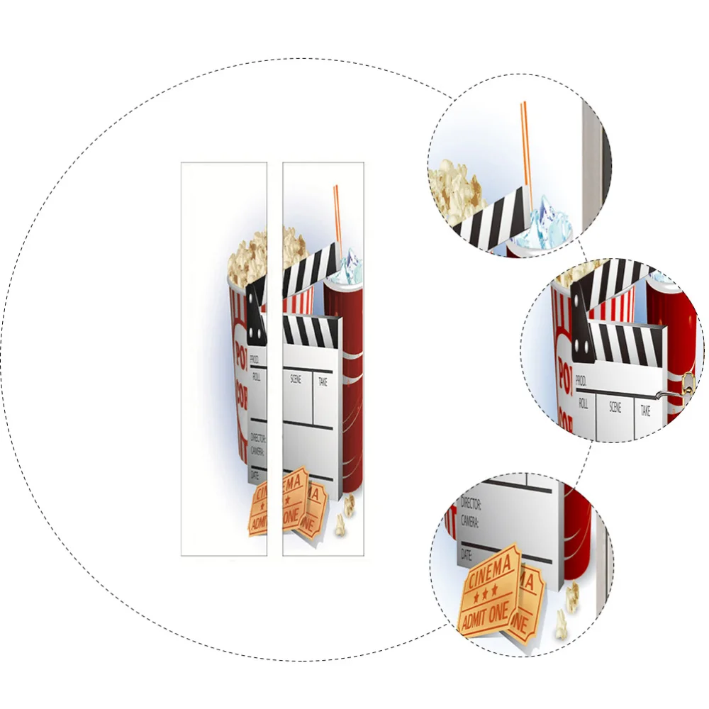 

1 Pair Creative Door Stickers Decorative Self-adhesive Door Decal for Home