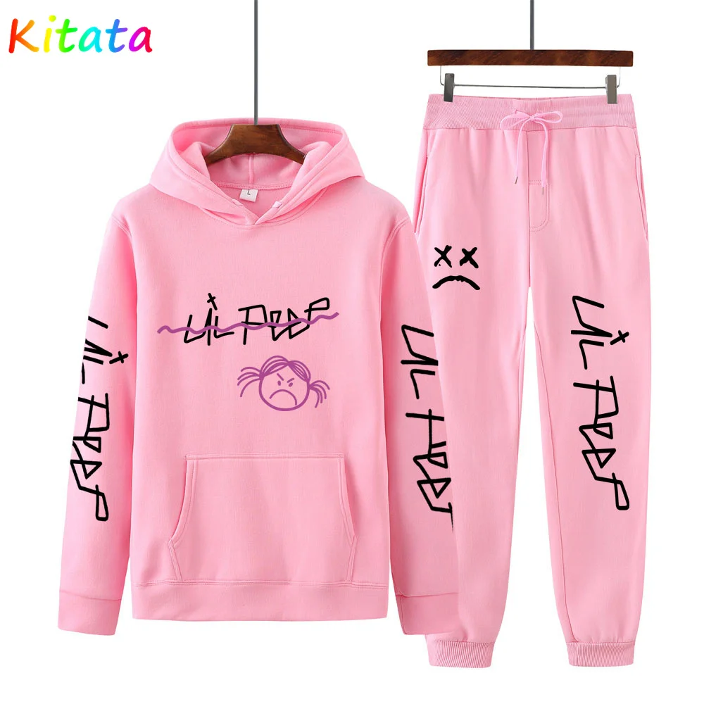 

2021 LiI Peep Spring Autumn Hoodie + Sweatpants Hooded Set Multicolor Men's Women's Couples High-Quality Cotton Essential Hoodie