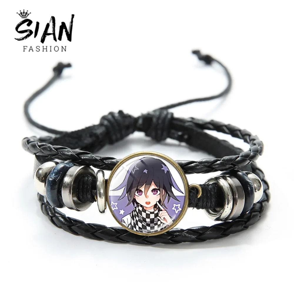 SIAN Cool Game рисунок Собранный тканый кожаный браслет Dangan Ronpa Danganronpa V3 Akamatsu Kaede художественный узор стекло драгоценный камень браслеты