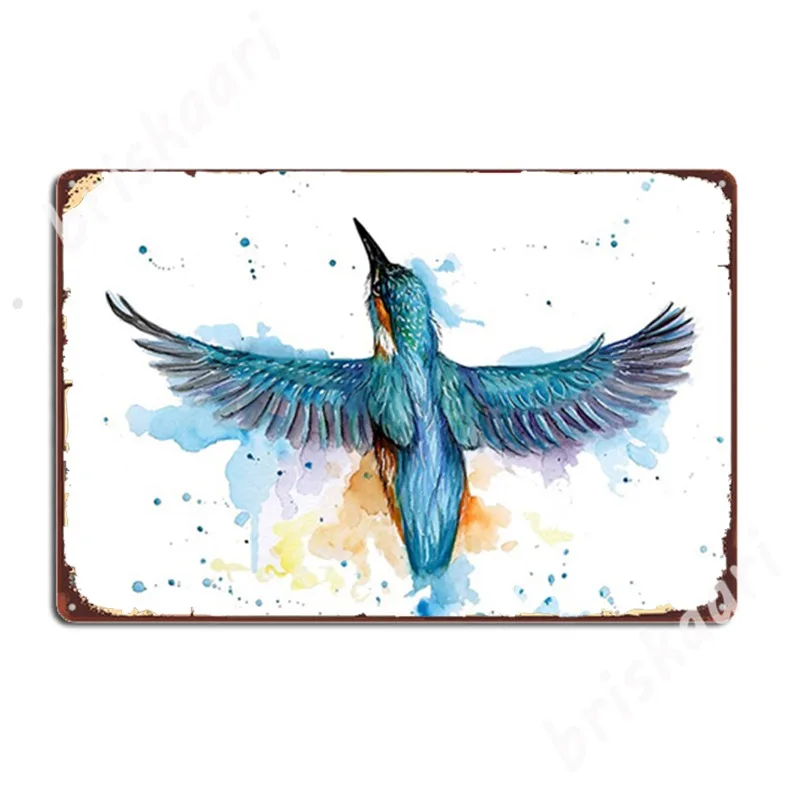 

Акварельные металлические знаки Kingfisher в полете, таблички для кинотеатра, гостиной, кинотеатра, персонализированные жестяные плакаты
