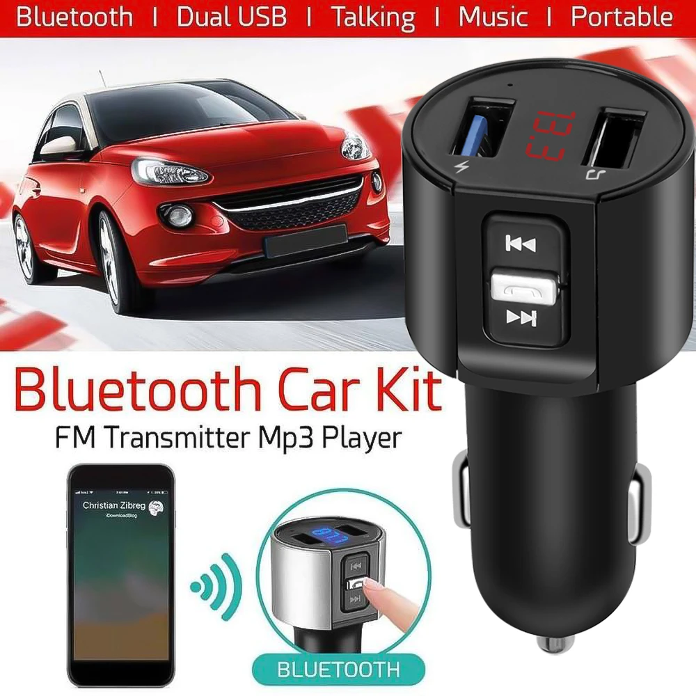 Автомобильный комплект громкой связи Bluetooth 5 0 FM-передатчик двойной USB