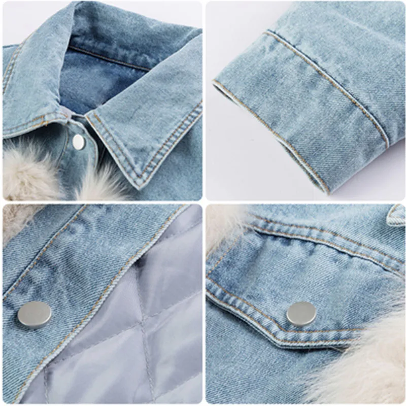 Зимняя женская куртка пальто теплые короткие джинсовые куртки из искусственного