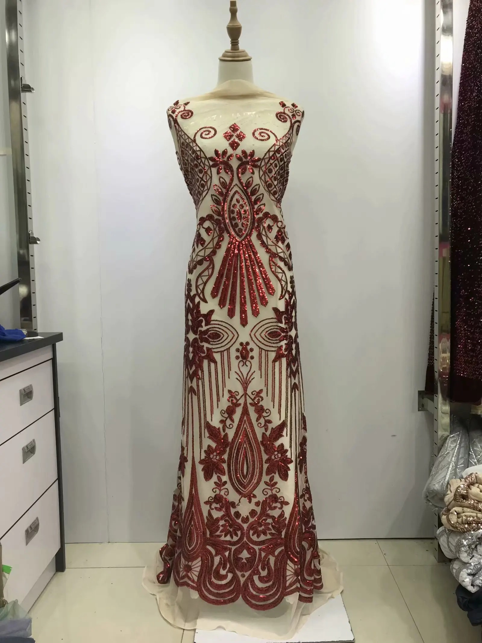 2020 синяя красивая кружевная ткань с французскими блестками модная яркая