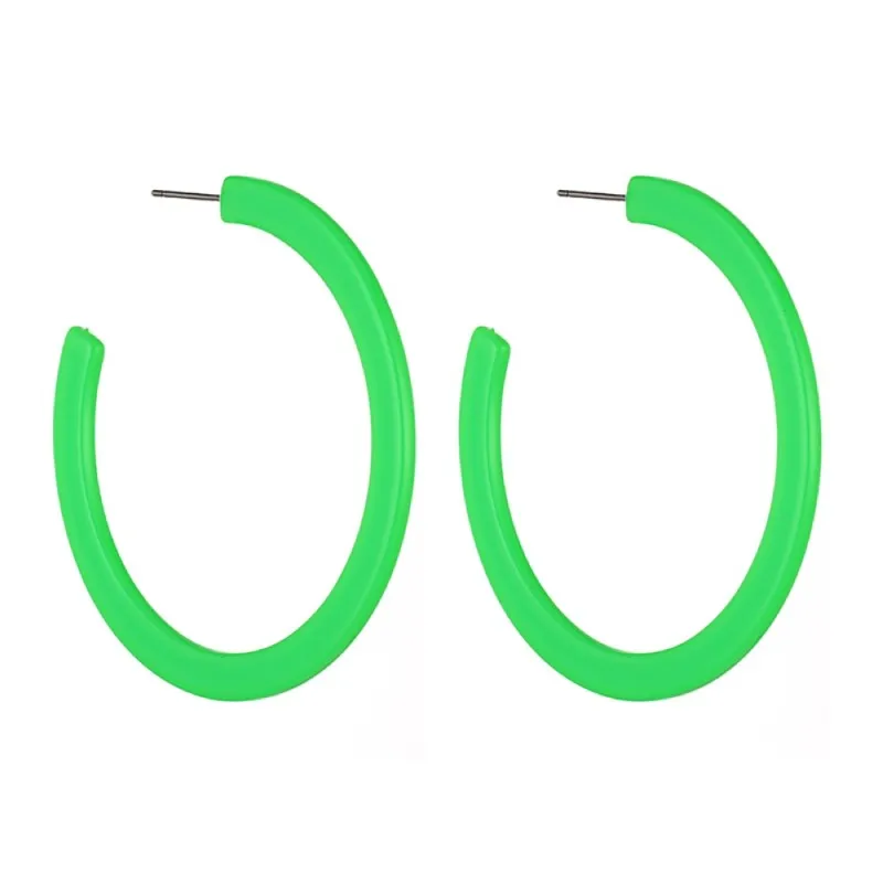 neon green 1 Женские серьги-кольца с разноцветными бусинами, большие круглые висячие серьги в богемном стиле, массивные Висячие серьги, аксессуары для ушей E68411 - Окраска металла: neon green 1