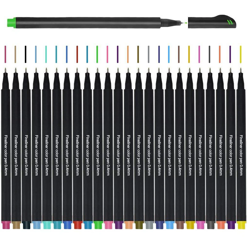 

12/24 Color Neutral Pen School Affairs Office Papelaria Canetas Gel Art supplies Painting Graffiti Needle Pen Very Fine Stroke