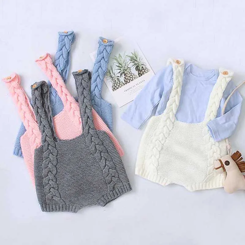 

Baby Knitting Rompers Twist Overalls Newborn Baby Girls Boys Clothes Infantil Baby Girl Boy Sleeveless Romper Jumpsuit 0-24M