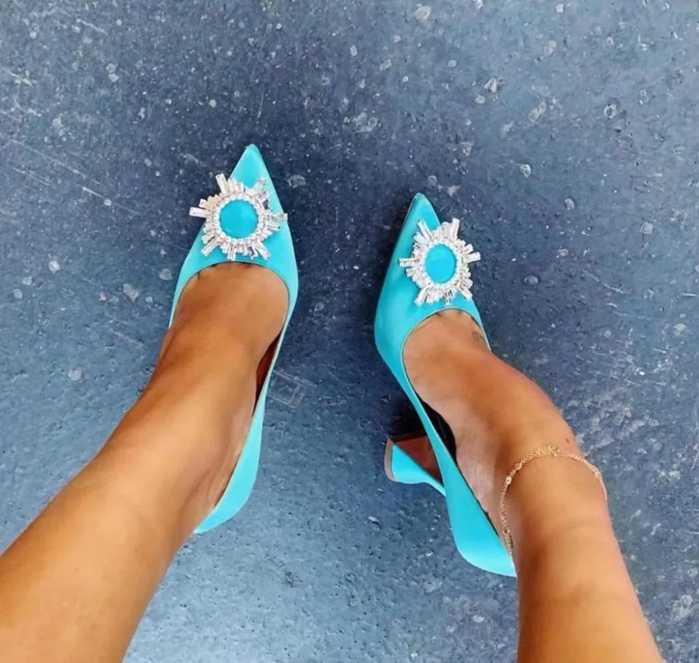 Женские туфли лодочки с пряжкой стразы Роскошная вечерняя Обувь знаменитостей