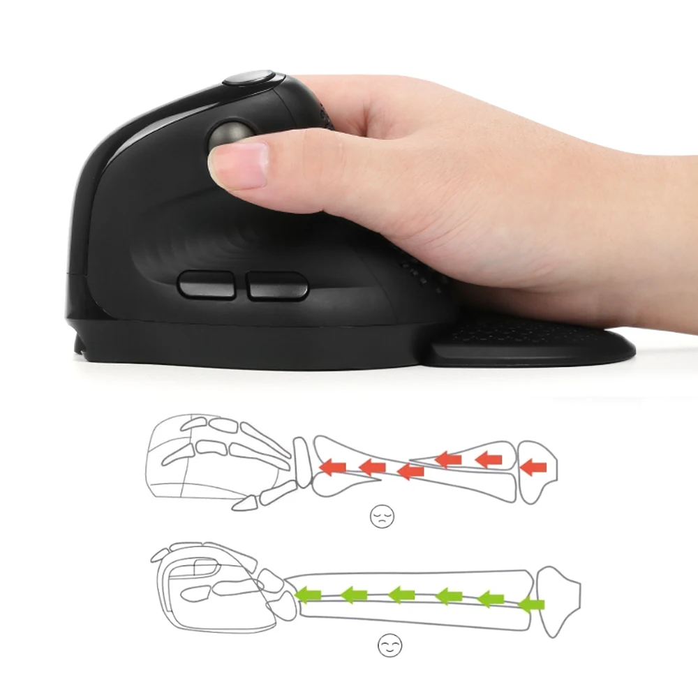 Эргономичная Вертикальная мышь Delux Seeker M618XSD с OLED-экраном Беспроводная USB + BT 1000
