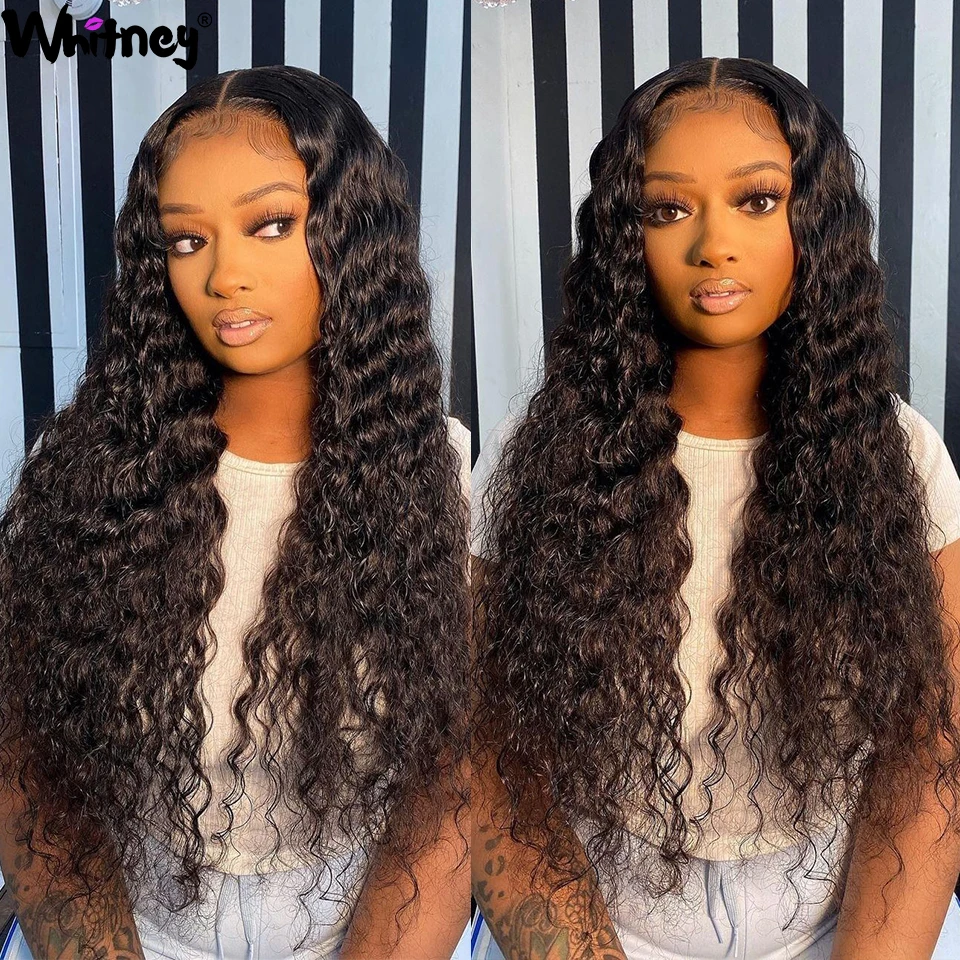 

Парик из человеческих волос с глубокой волной, перуанские волосы, свободные волнистые, на сетке 4 х4, для женщин, с глубокой волной, с T-образной частью, на сетке спереди