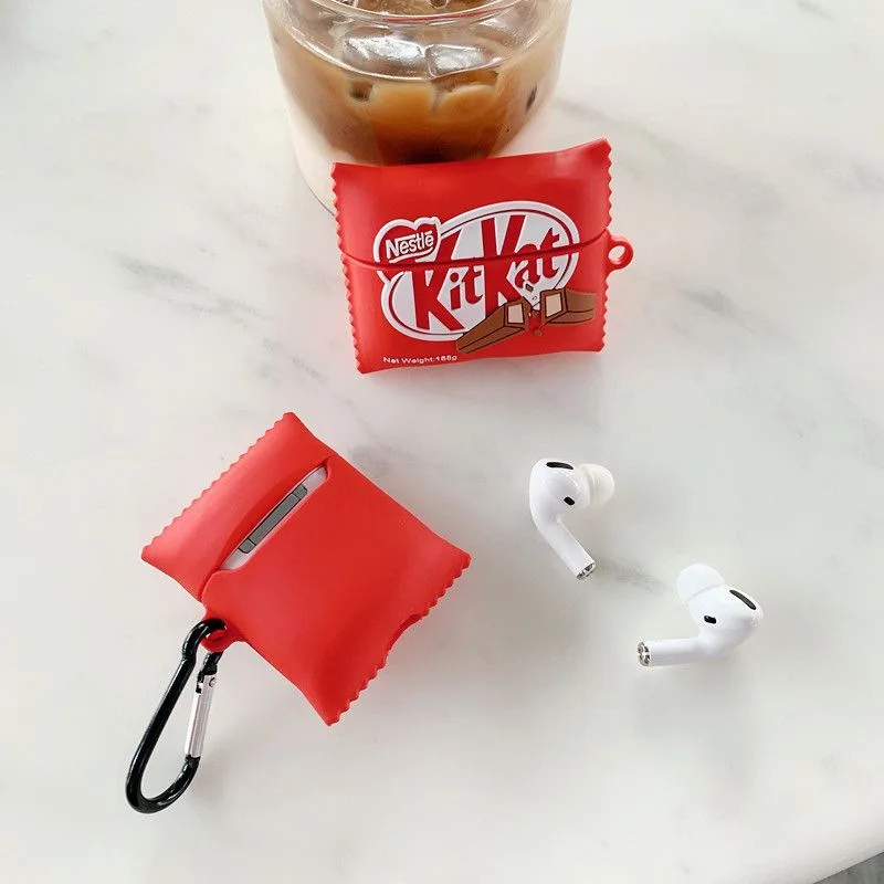 Чехол с мультяшными наушниками для Airpods Pro AirPods 1 2 3D Funny Kitkat Chocolate Bluetooth наушники