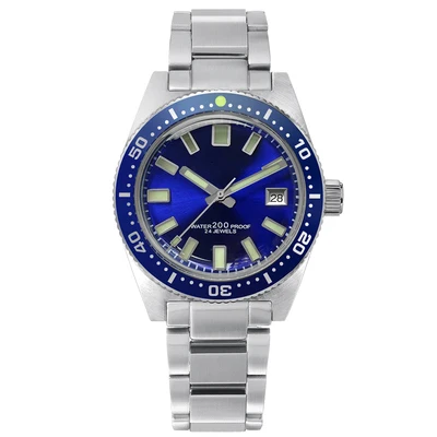 M9 Mineral glass San Martin, новинка, 62MAS, автоматические часы, 200 м, водостойкий стальной ремешок, керамический ободок, модные мужские наручные часы из нержавеющей стали - Цвет: M9 Mineral glass