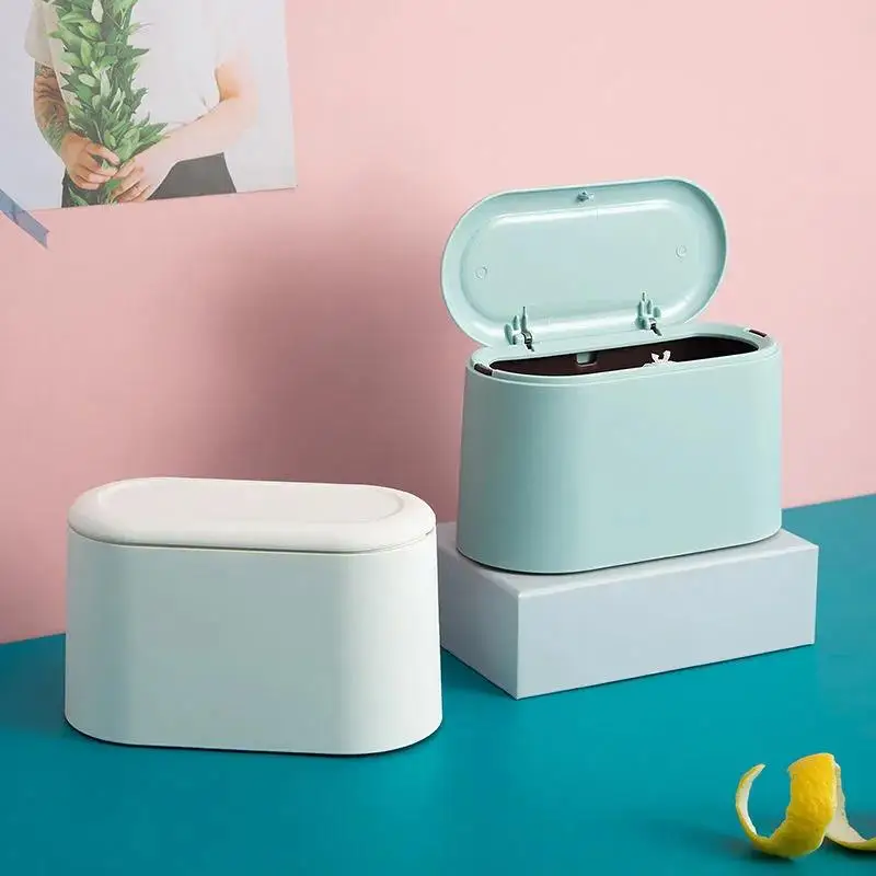 

Press Office Living Room Bathroom Desktop Trash Can with Lid Mini Trash Can with Lid Creative Coffee Table Cute
